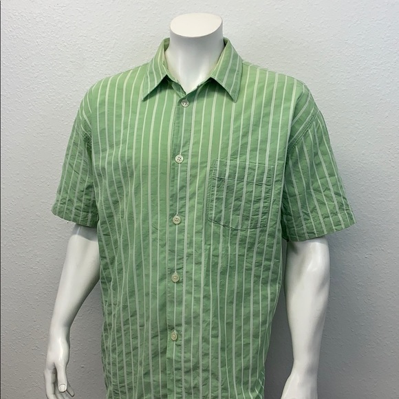 SIGNUM Green Textured Short Sleeve Button Up Shirt - Picture 2 of 5